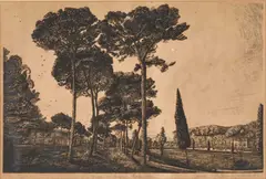 James T. A. Osborne, Piazza Di Sienna, Rome 1932, 1932, pencil