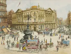 Brian Eden, Piccadilly Circus, London, Pencil and watercolour