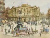 Brian Eden, Piccadilly Circus, London, Pencil and watercolour