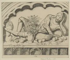 Frederick George Austin, Tomb Of A Knight, 1948, pencil Etching