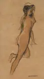 Warren Davis, Two Nude Studies, Charcoal and chalk on paper Unframed