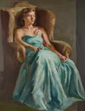 Portrait Of A Lady In A Blue Dress, Portrait Of A Lady Verso by Alfred Burgess Sharrocks, Oil on board, sold Aug 2026