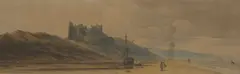 John Varley, Bamburgh Castle From The Beach With Figures And Vessels, 1811, Watercolour