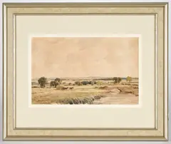 Percy Lancaster, River Landscape With Hay Cart, Watercolour