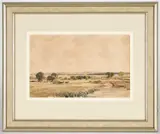 Percy Lancaster, River Landscape With Hay Cart, Watercolour