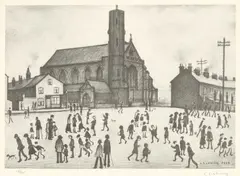 L. S. Lowry, St Marys Church, Beswick, pencil Limited Edition Lithograph