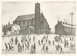 L. S. Lowry, St Marys Church, Beswick, pencil Limited Edition Lithograph