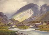 Edward Horace Thompson, 'Fitful Sunshine', Gate Crag, Grange Bridge And Village From The River Derwent, Watercolour