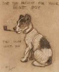 Cecil Aldin, Just The Present For Your Best Boy, Charcoal and chalks on paper