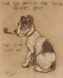 Cecil Aldin, Just The Present For Your Best Boy, Charcoal and chalks on paper