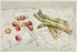 Val Archer, Lychees And Asparagus, 1985, Watercolour