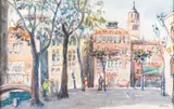 H Parker, A Venetian Square, Watercolour Labels verso