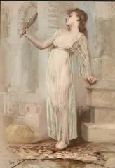 Georges Saint-lanne, Vanity In The Harem, Pastel laid down on canvas