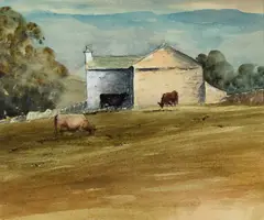 Brian Irving, Cattle Grazing Near Settle, Ribblesdale, And Two Other Works, Watercolour "Upper Wharfedale, looking to Bishopdale", watercolour