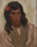 Léon Devos, Portrait Of A Spanish Girl, Oil on board