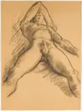 Duncan Grant, Male Nude Study Of Paul Roche, Charcoal on brown paper Sold