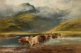 Henry Garland, A Pair Of Landscapes With Highland Cattle, Oil on canvas