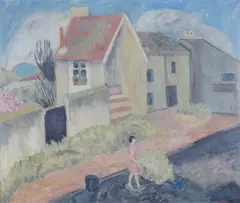 Rudolph Thygesen, Kvinne i landsby, Olje på lerret