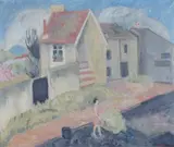 Rudolph Thygesen, Kvinne i landsby, Olje på lerret