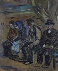 Reidar Aulie, Pensjonister, 1934, Olje på plate,