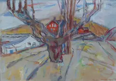 Olav Strømme, Fra Blindernveien, 1950, Olje på lerret