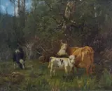 Anders Askevold, Ku med kalv, 1879, Olje på lerret