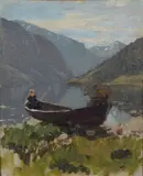 Hans Dahl, Strandparti med robåt