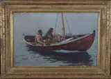 Lauritz Haaland, Båt med to fiskere, 1893, Olje på lerret