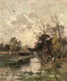 Ludvig Munthe, Elvelandskap med vaskekoner