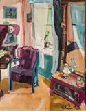 Jakob Weidemann, Mann i interiør, 1942, Olje på plate