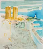 Bendik Riis, Rådhusplassen, Oslo, 1955, Olje på plate