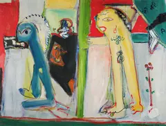 Ulf Valde Jensen, Adam og Eva, 1970, Olje på lerret