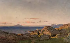 Fra Stavnes ved Sundfjord, Sogn og fjordane by Amaldus Nielsen, 1918, Olje på lerret, sold May 2020
