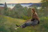 Oluf Wold-Torne, Agna med riven, 1892, Olje på lerret