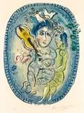 Leken (Le Jeu) by Marc Chagall, Litografi, lysmål, sold May 2020