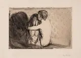 Edvard Munch, Trøst, Radering trykket i svart på middels tykt gulhvitt papir