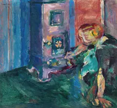 Ludvig Karsten, Foran ovnen, 1914, Olje på lerret