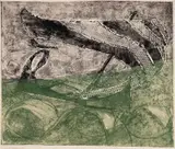 Rolf Nesch, Draugen, 1937, Fargemetalltrykk på tykt hvitt papir