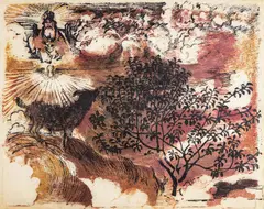 Nikolai Astrup, Bukken som kom til himmerike, Fargetresnitt med håndkolorering trykket på tynt japanpapir