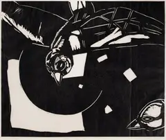 Per Inge Bjørlo, Tjernobyl Fugl II, 1986, Linoleumssnitt