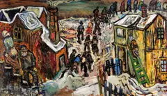 Hjem fra fabrikken by Reidar Aulie, 1935, Olje på lerret, sold Mar 2020