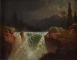 Gustav Adolph Mordt, Fossefall, 1851, Olje på lerret