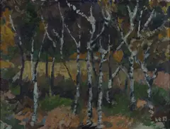 Erling Enger, Høstsol Veien, 1953, Olje på lerret