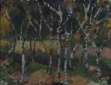 Erling Enger, Høstsol Veien, 1953, Olje på lerret