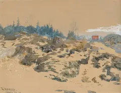 Theodor Kittelsen, Fra Skåtøy, 1890, Akvarell på tykt, beige papir