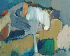 Jakob Weidemann, Komposisjon, 1958, Olje på papir