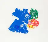 Jakob Weidemann, Komposisjon, 1989, Litografi med håndkolorering