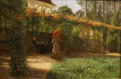 Nils Gude, To kvinner i en hage, 1879, Olje på lerret
