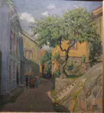Wilhelm Wetlesen, Småbygate, Kragerø, 1917, Olje på lerret