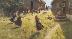 Hans Dahl, Grisen er løs, Olje på lerret